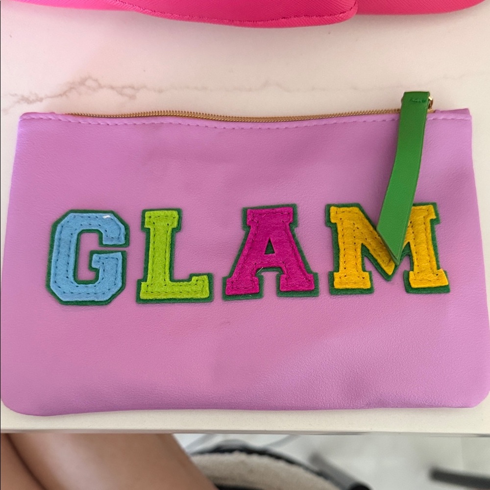 Colorful 'GLAM' cosmetic bag